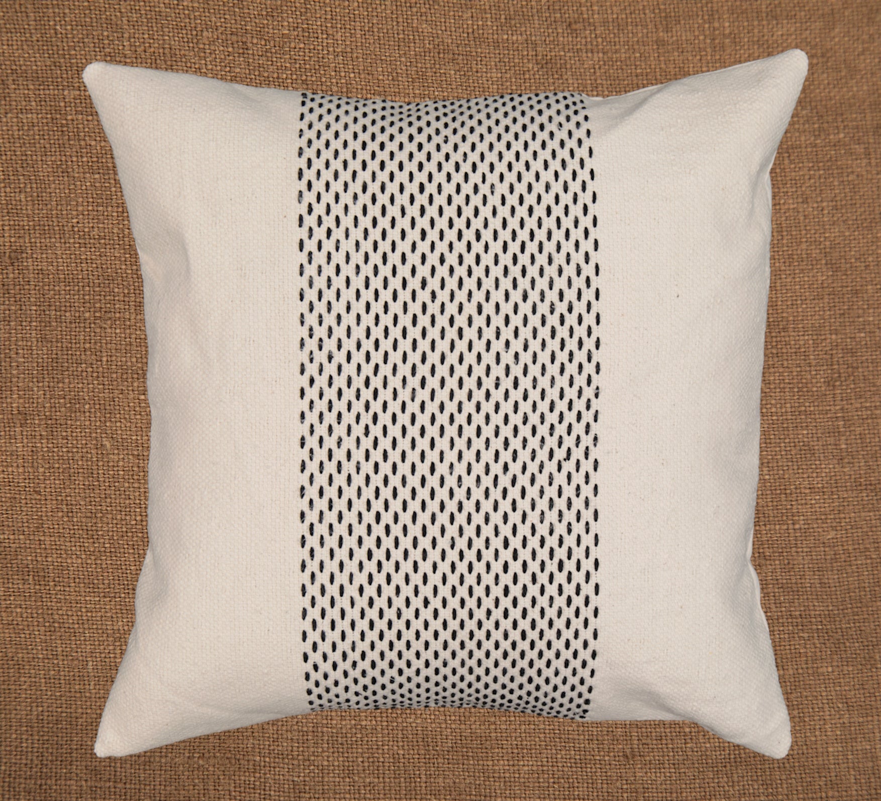 Hand woven scatter cushion cover  60 x 60cm - Central Zen pattern on Natural, various colours