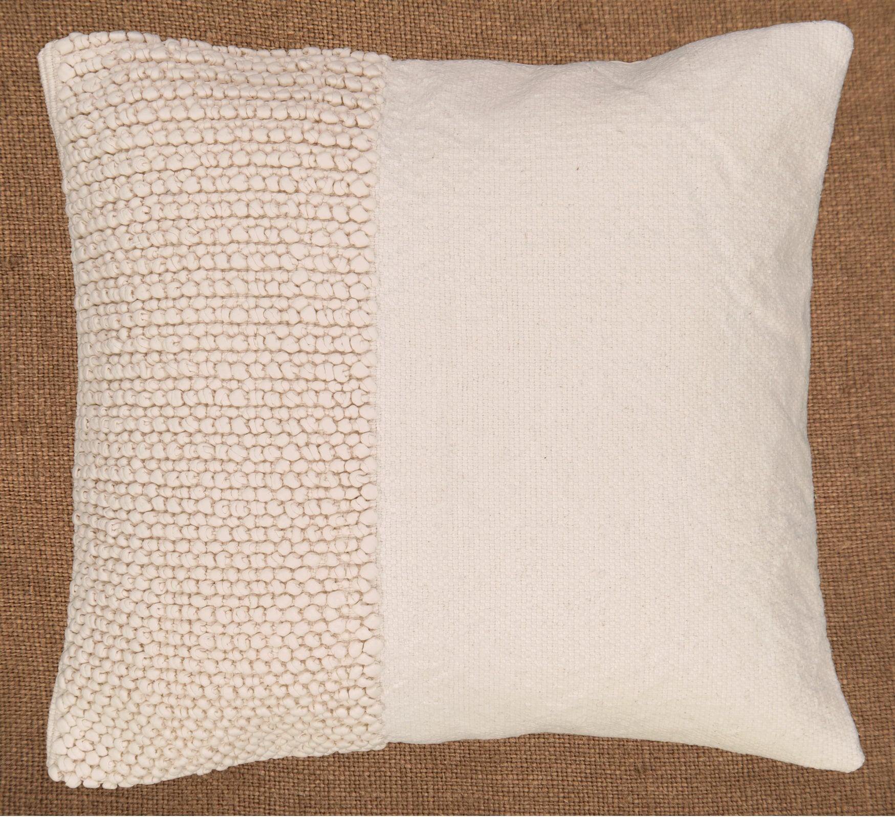 Hand woven scatter cushion cover  60 x 60cm - Offset bobbles Natural