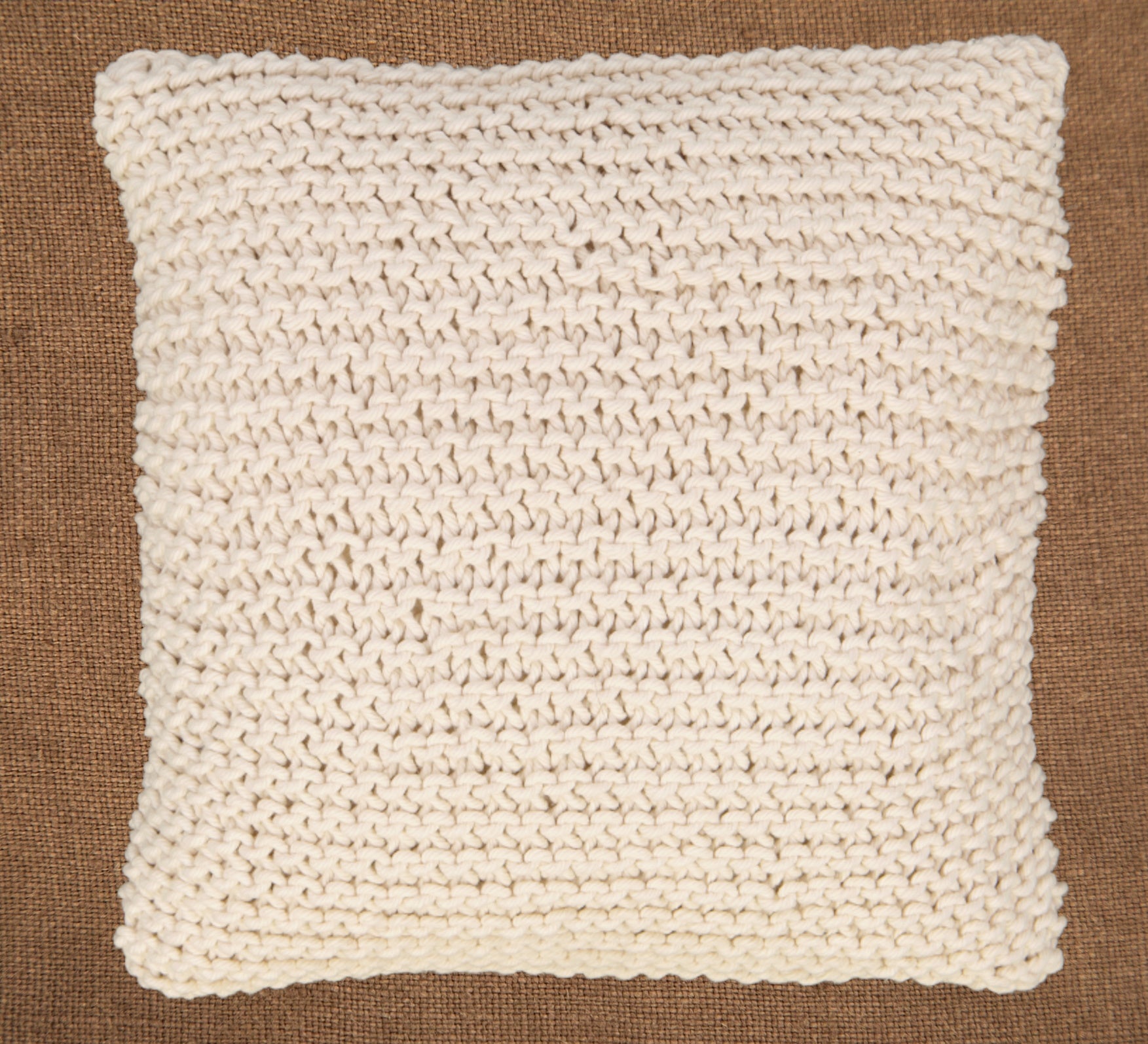 Hand knitted scatter cushion cover  60 x 60cm - Natural knitted cover