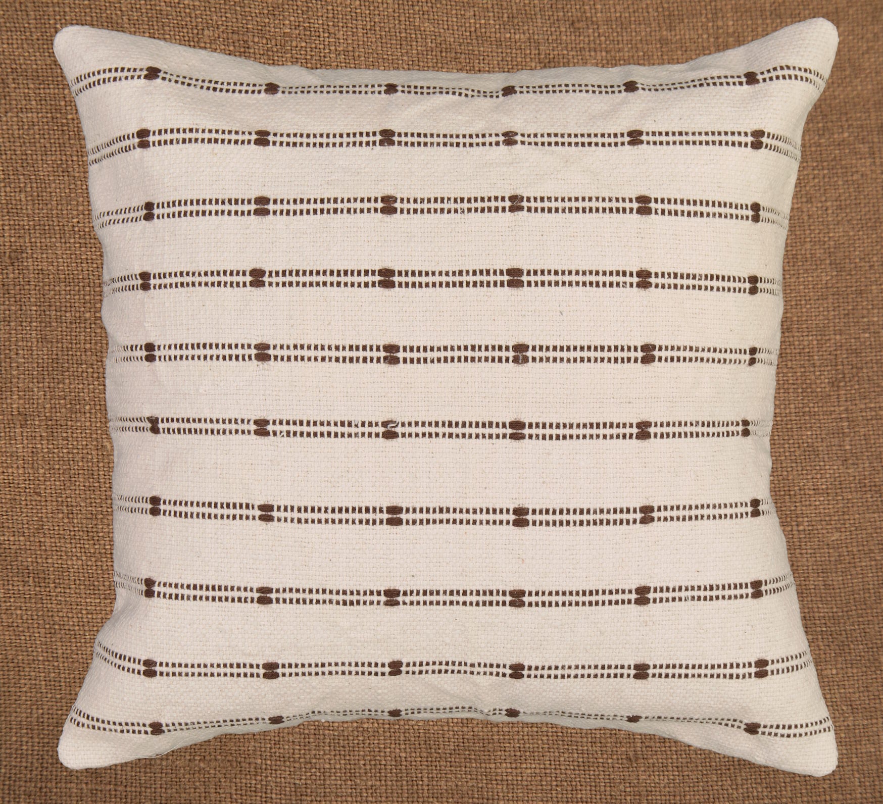 Hand woven scatter cushion cover  60 x 60cm - Brown ticking